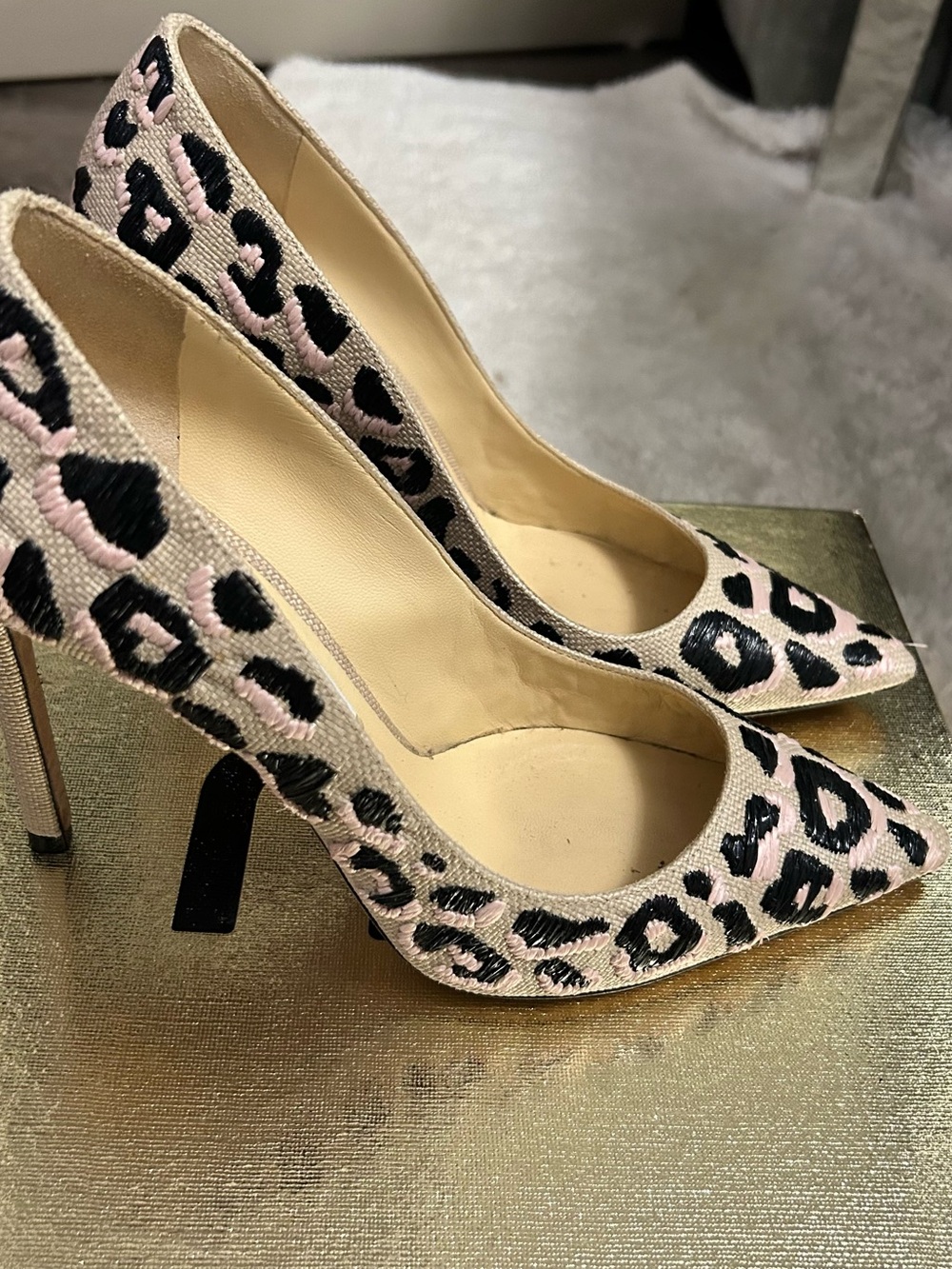 Pink Leopard Print Pointed Toe Stiletto Heels